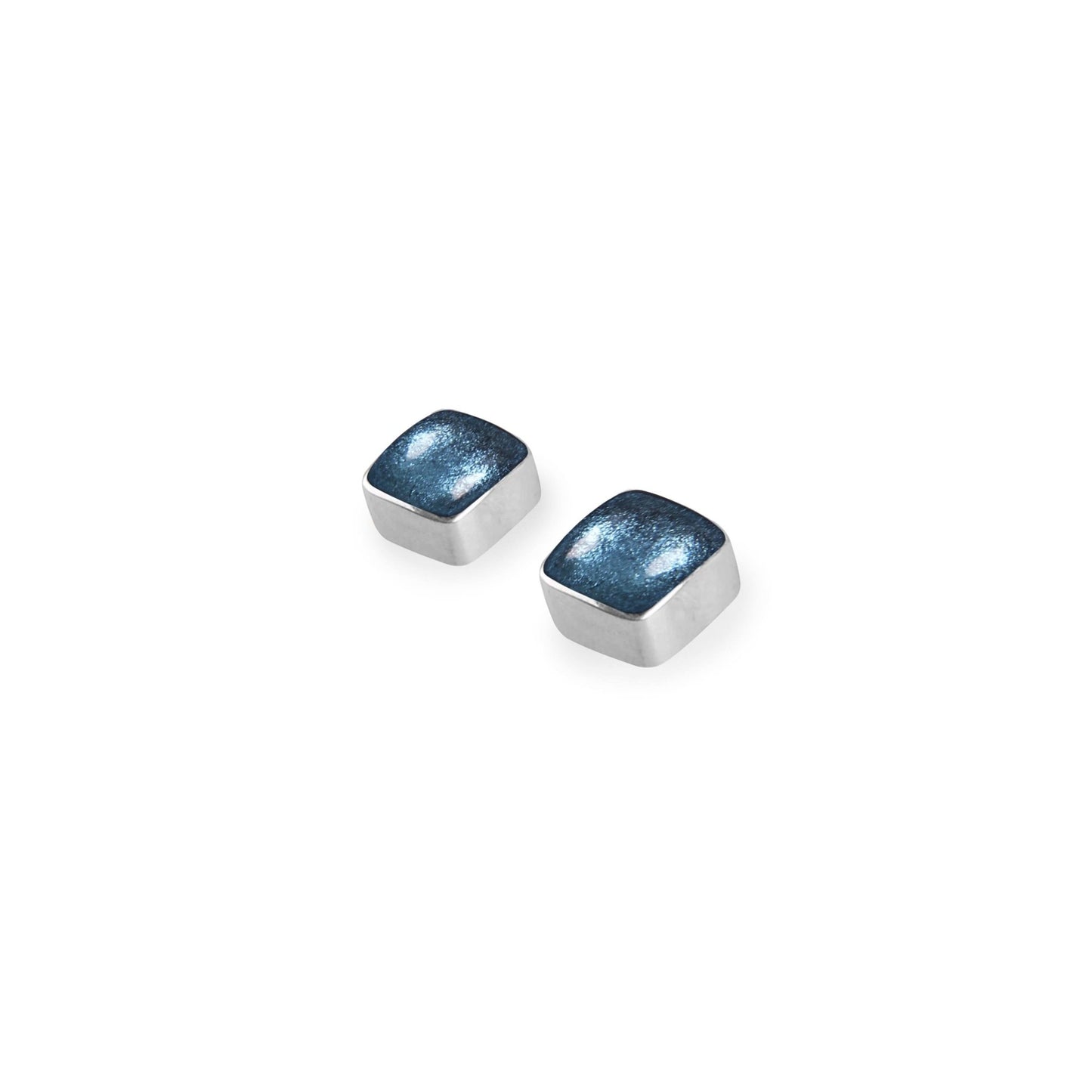 Arctic Aluminium Squares Shiny Small Stud Earrings | The Jewellery Stop