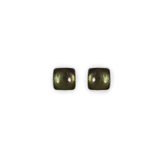 Pear Aluminium Squares Shiny Small Stud Earrings | The Jewellery Stop