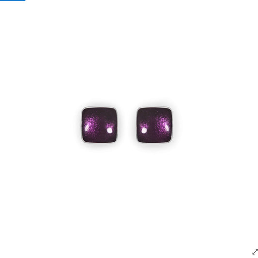 Rainbow Aluminium Squares Shiny Small Stud Earrings | The Jewellery Stop