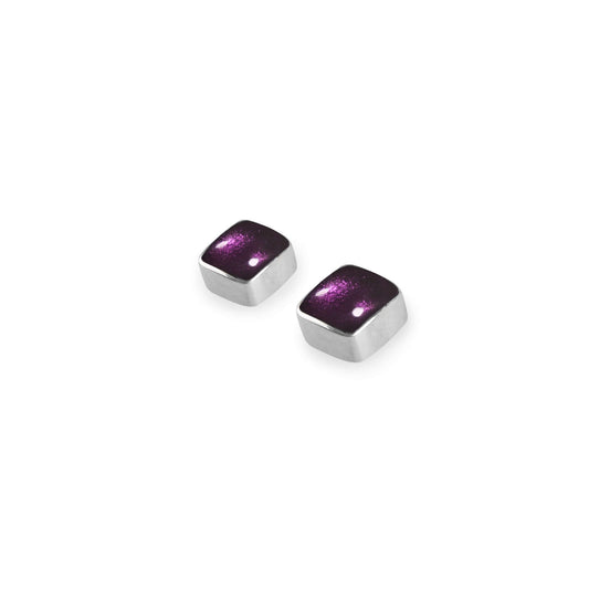 Rainbow Aluminium Squares Shiny Small Stud Earrings | The Jewellery Stop