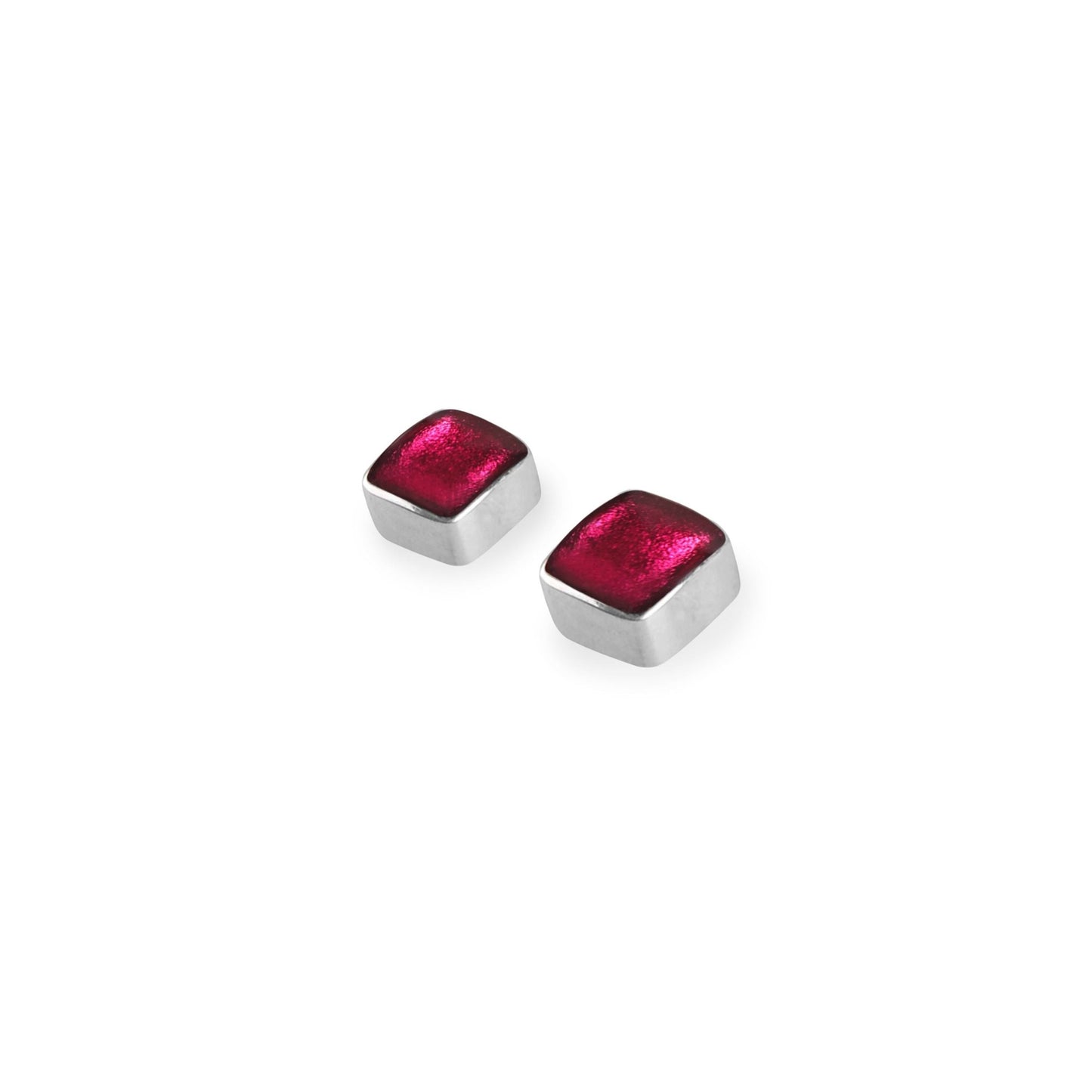 St Tropez Aluminium Squares Shiny Small Stud Earrings | The Jewellery Stop