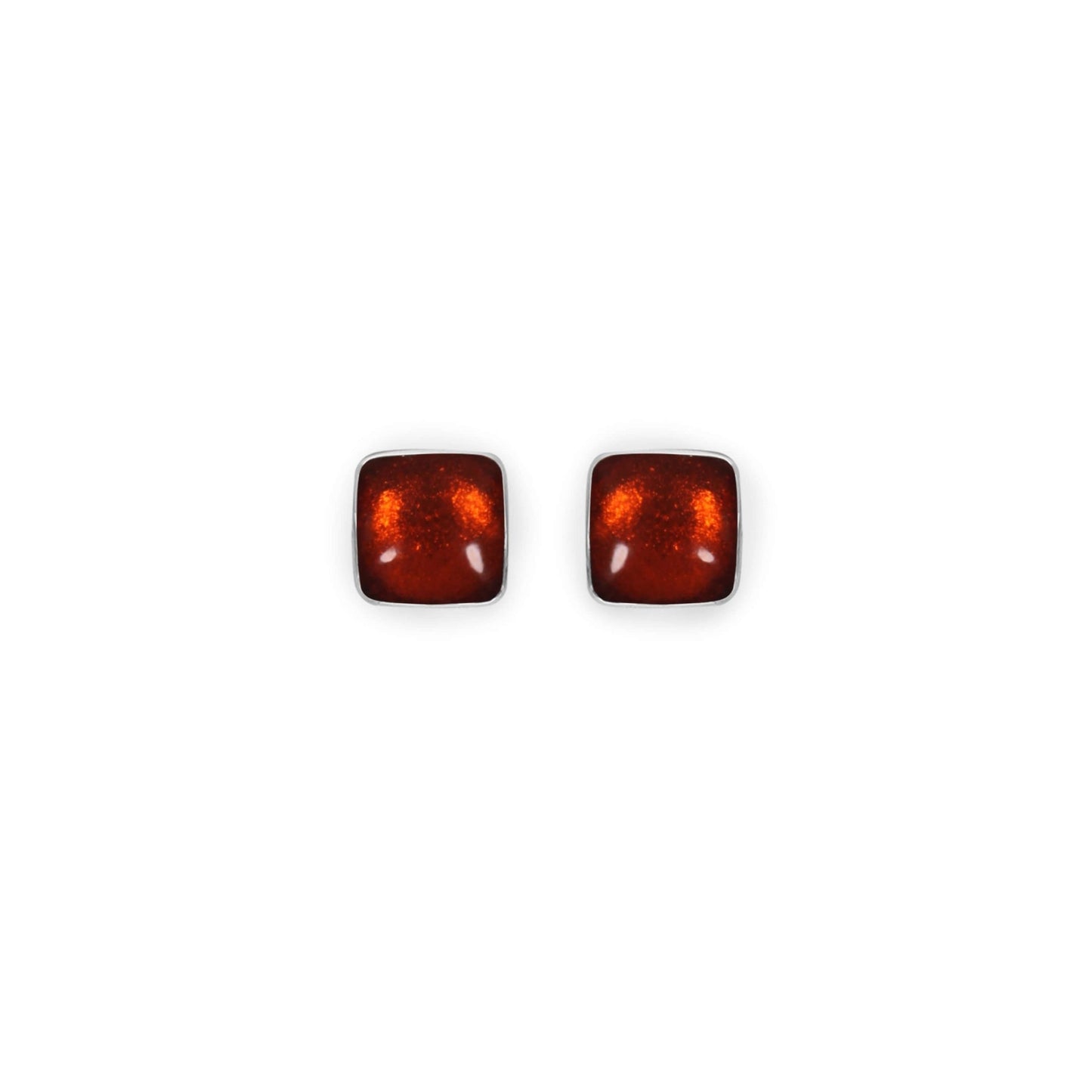 Toffee Aluminium Squares Shiny Small Stud Earrings | The Jewellery Stop