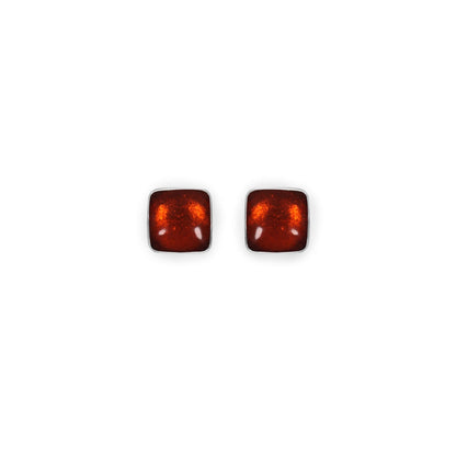 Toffee Aluminium Squares Shiny Small Stud Earrings | The Jewellery Stop