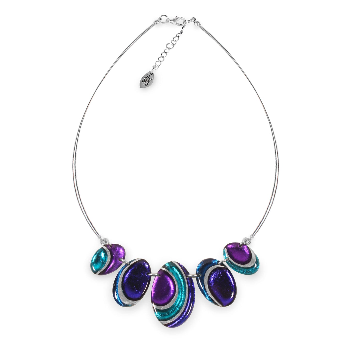Peacock Oval Swirl Shiny Necklace