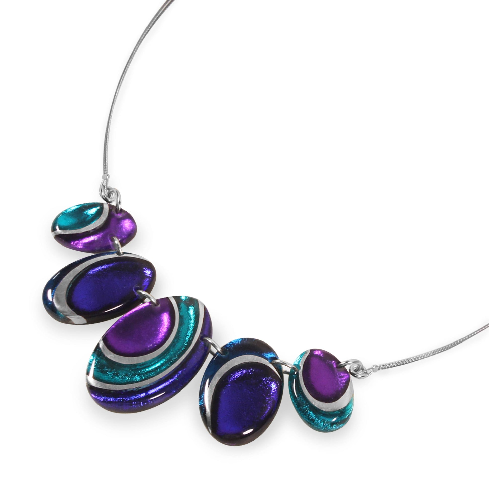 Peacock Oval Swirl Shiny Necklace