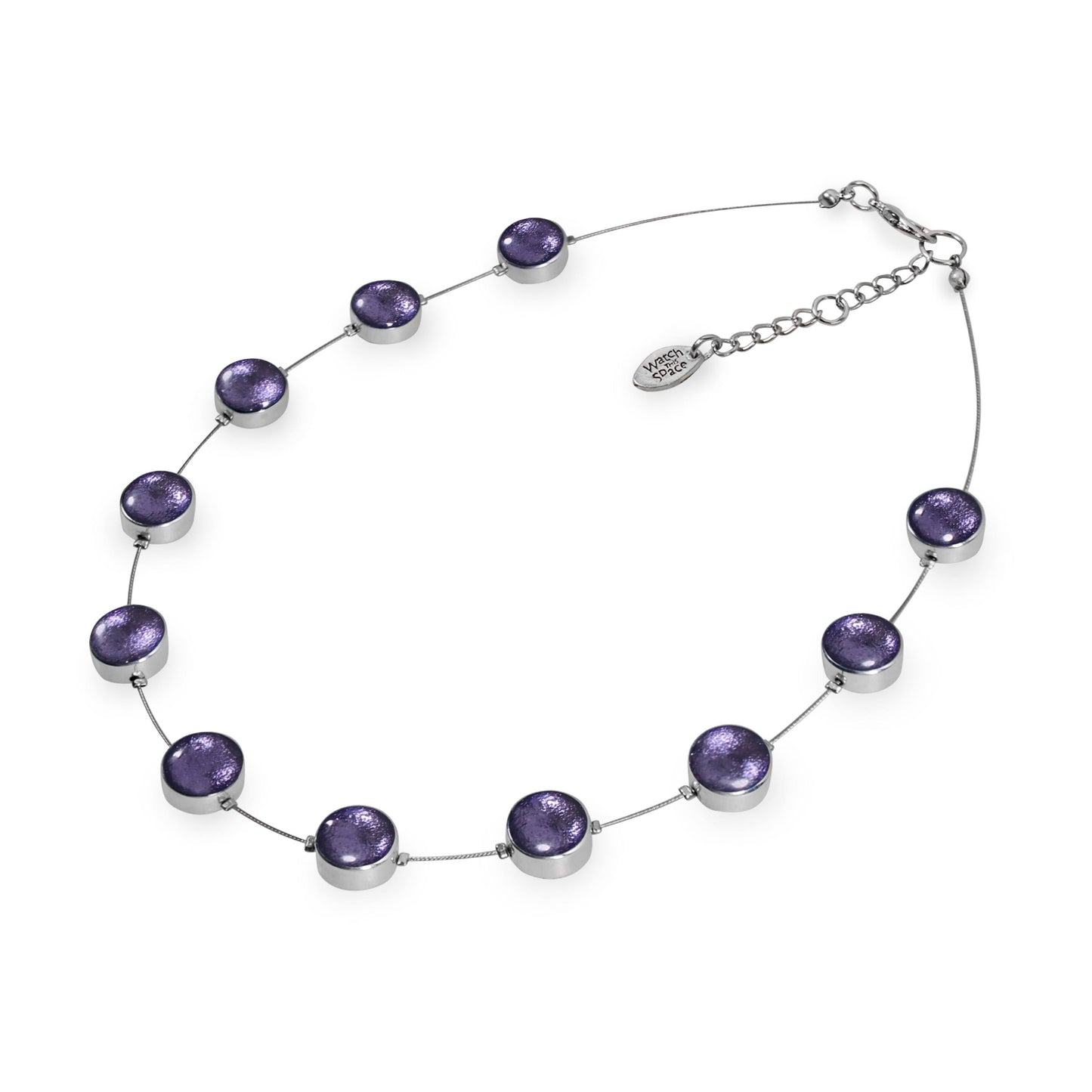 Lavender Aluminium Circles Shiny Floating Necklace