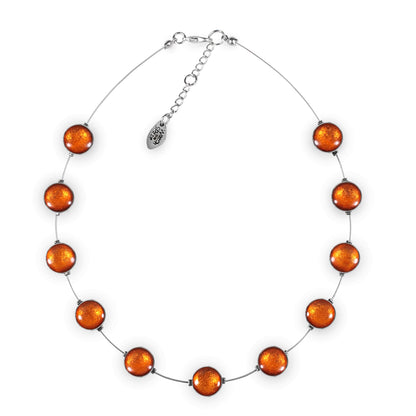 Orange Aluminium Circles Shiny Floating Necklace