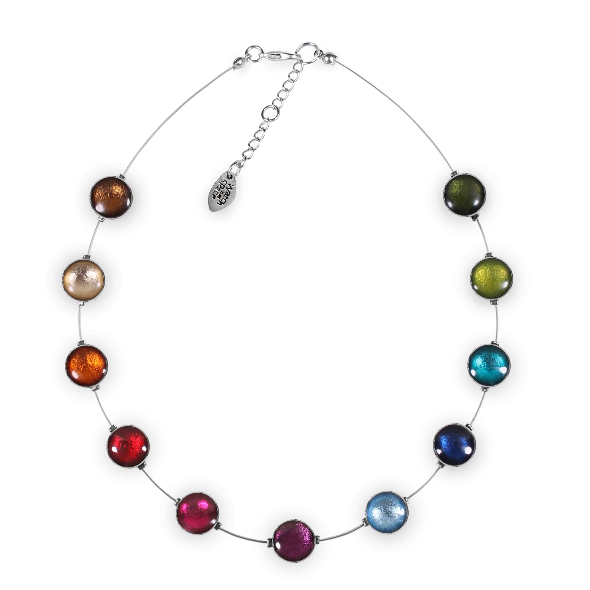 Rainbow Aluminium Circles Shiny Floating Necklace