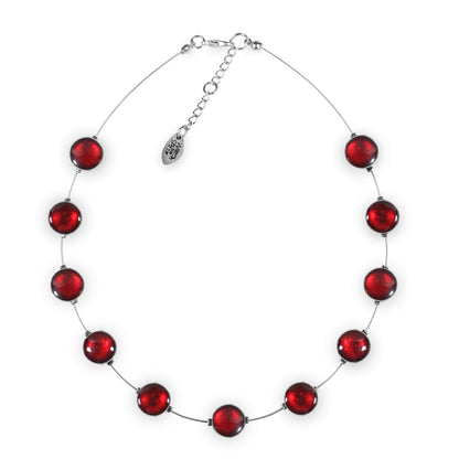Red Aluminium Circles Shiny Floating Necklace