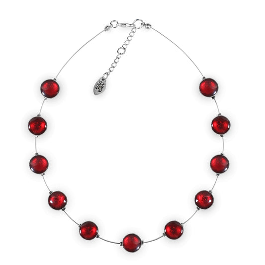 Red Aluminium Circles Shiny Floating Necklace | The Jewellery Stop