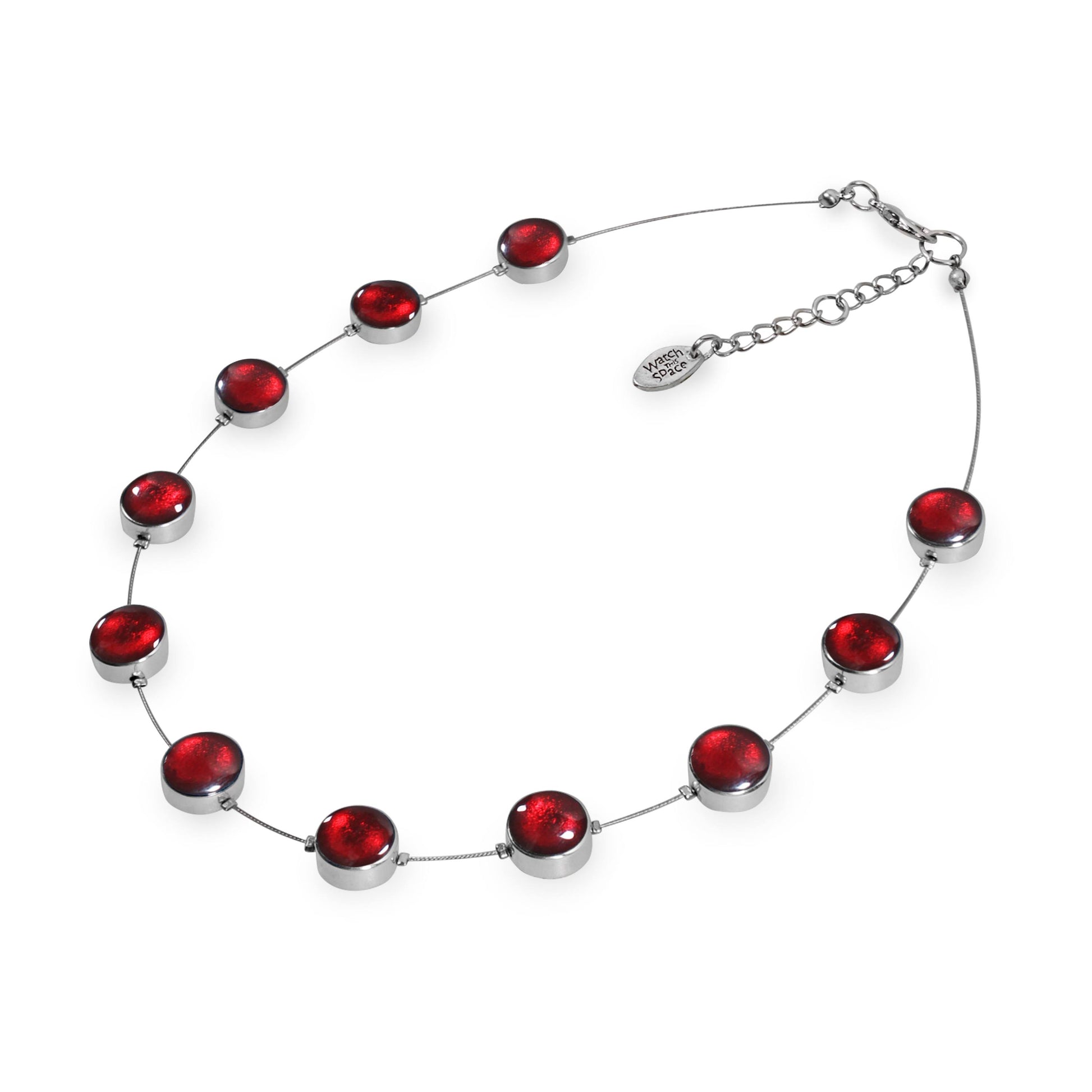 Red Aluminium Circles Shiny Floating Necklace