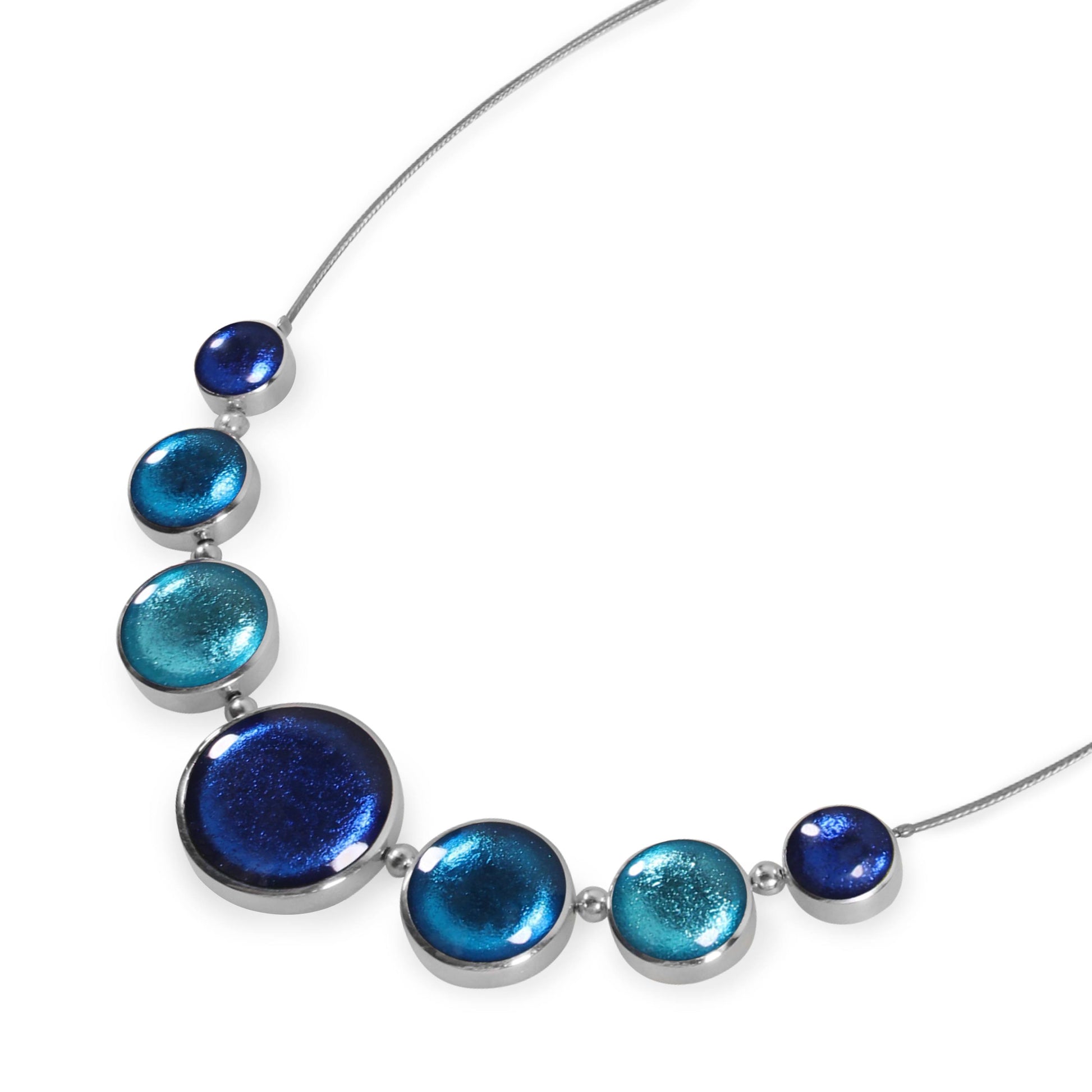 Turquoise Aluminium Circles Shiny Classic Necklace