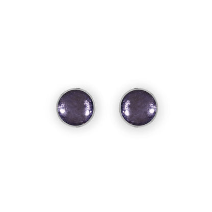 Lavender Aluminium Circles Shiny Small Stud Earrings | The Jewellery Stop