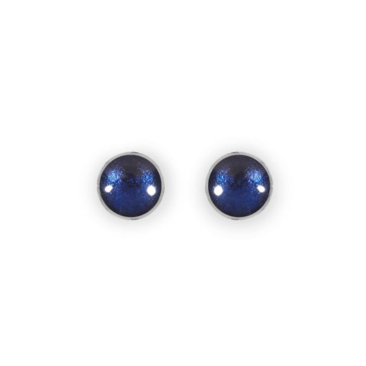 Navy Aluminium Circles Shiny Small Stud Earrings | The Jewellery Stop