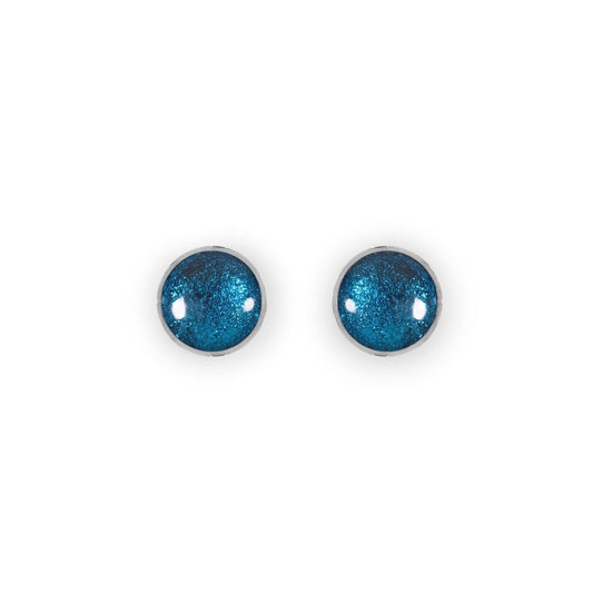 Turquoise Aluminium Circles Shiny Small Stud Earrings | The Jewellery Stop
