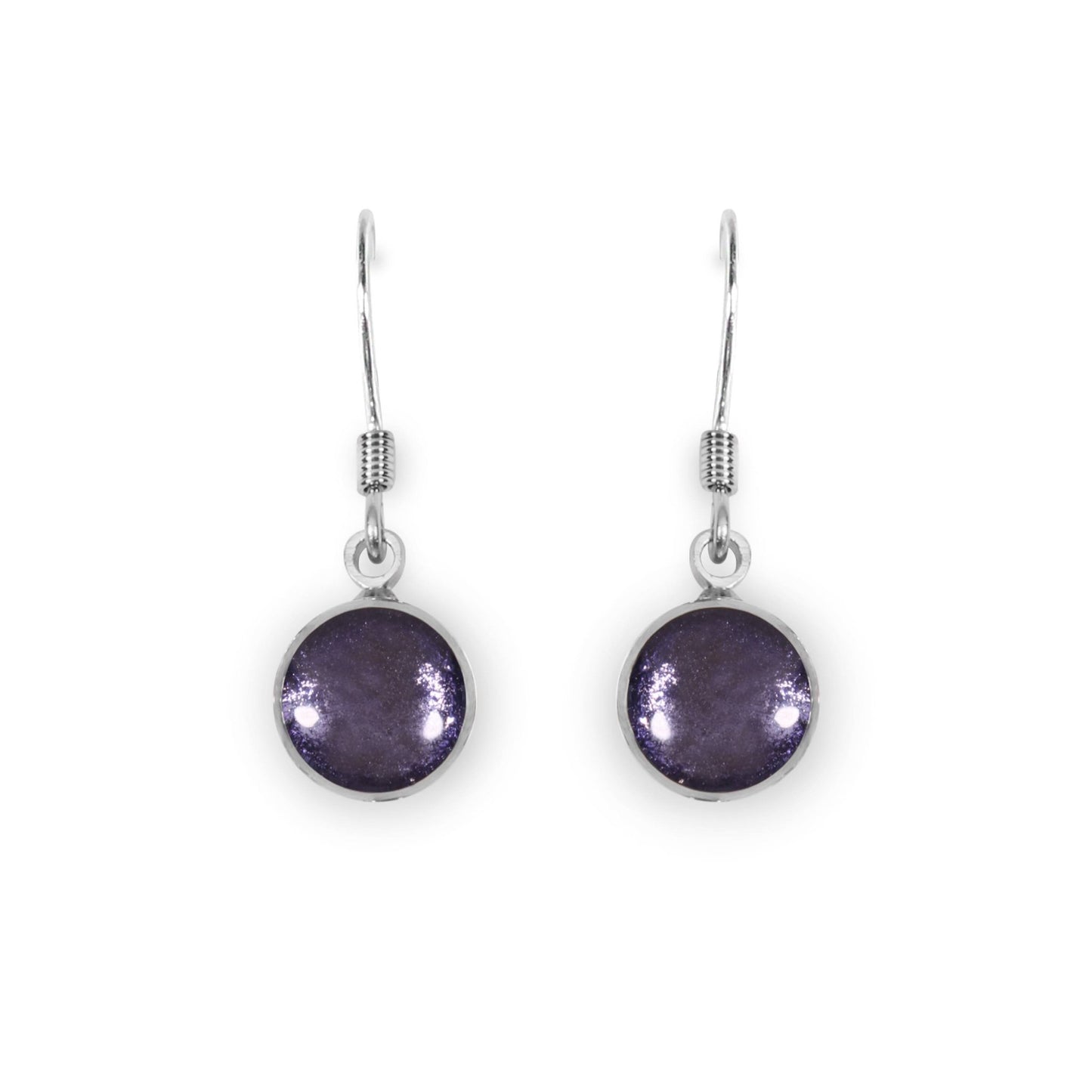 Lavender Aluminium Circles Shiny Fish Hook Earrings | The Jewellery Stop
