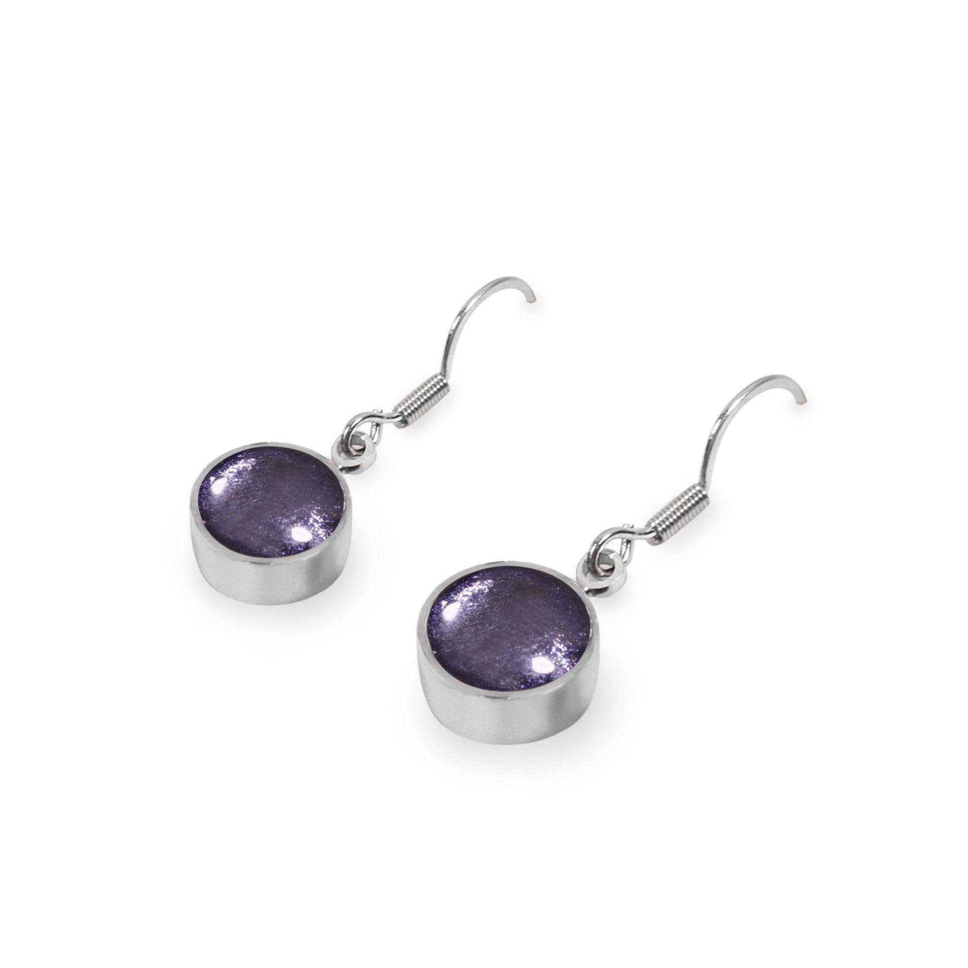 Lavender Aluminium Circles Shiny Fish Hook Earrings | The Jewellery Stop