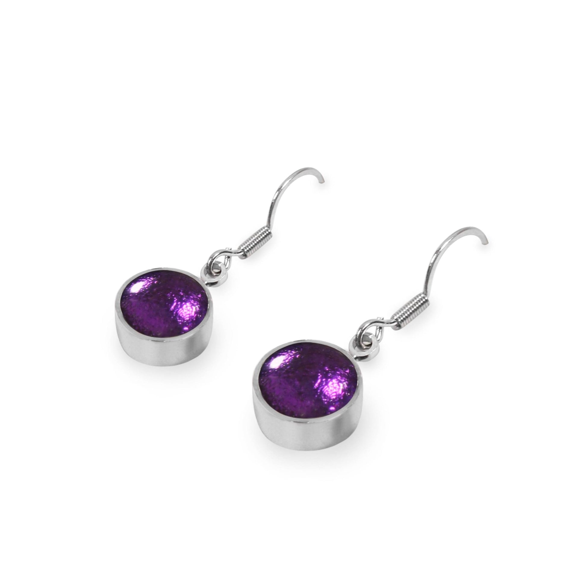 Peacock Aluminium Circles Shiny Fish Hook Earrings | The Jewellery Stop