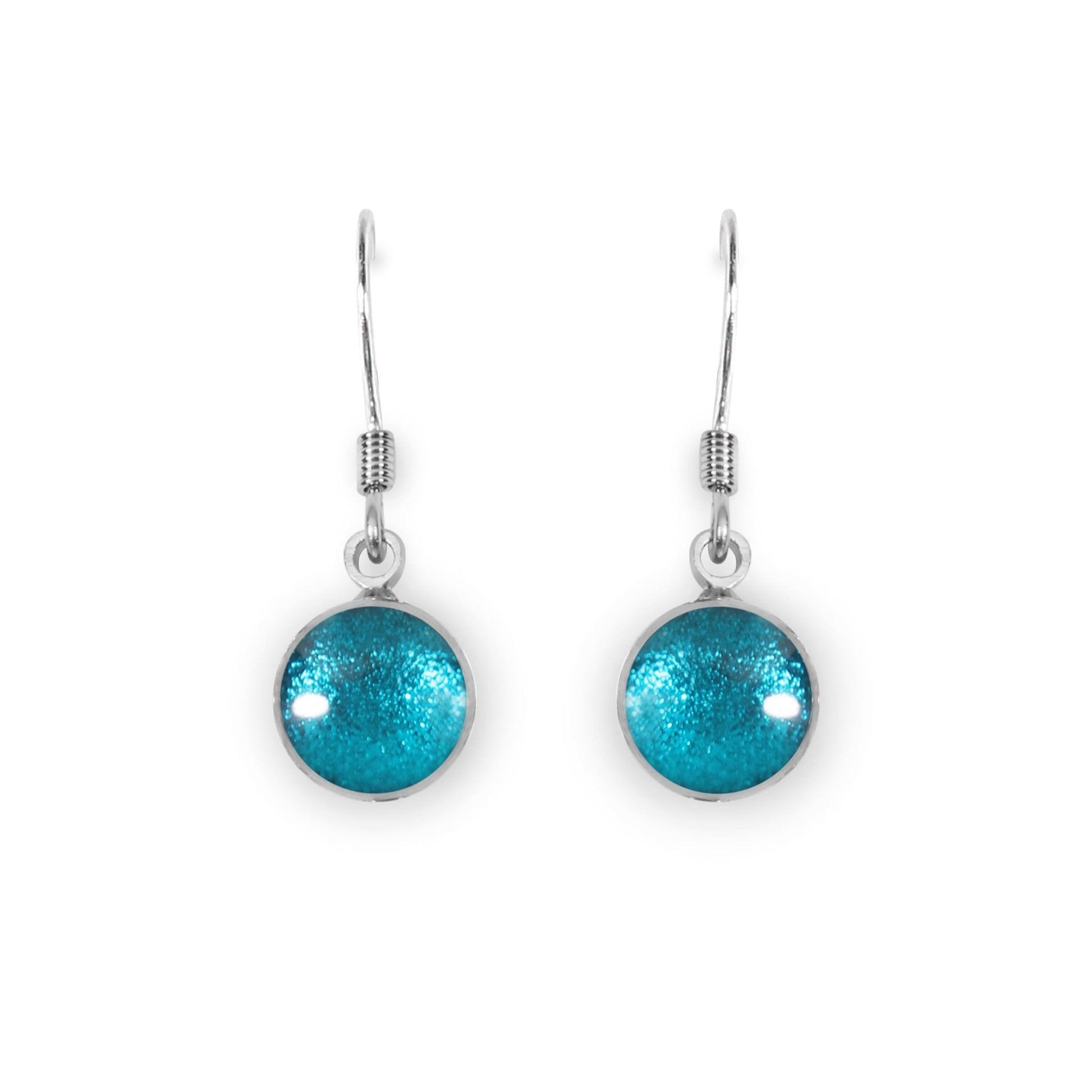 Teal Aluminium Circles Shiny Fish Hook Earrings | The Jewellery Stop