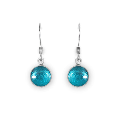 Teal Aluminium Circles Shiny Fish Hook Earrings | The Jewellery Stop