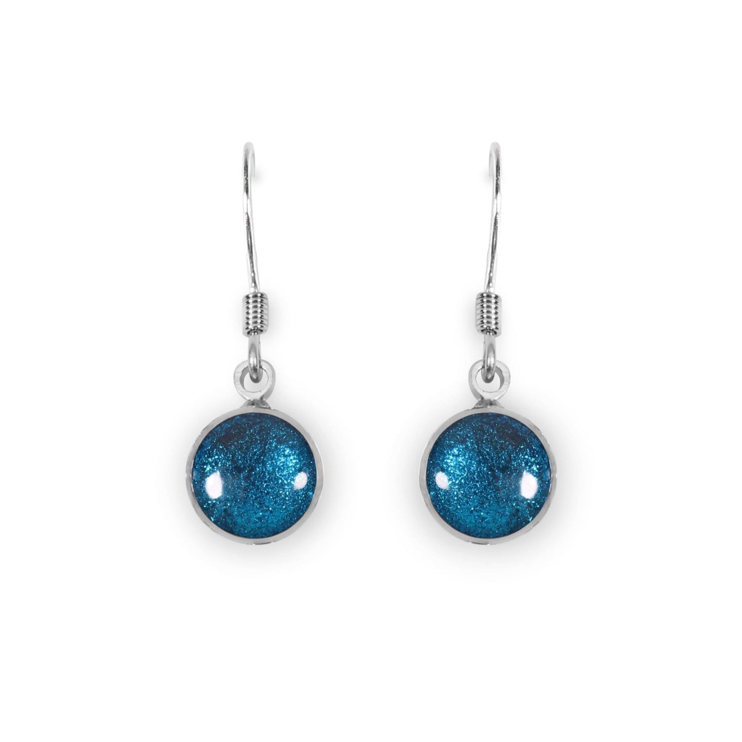 Turquoise Aluminium Circles Shiny Fish Hook Earrings | The Jewellery Stop