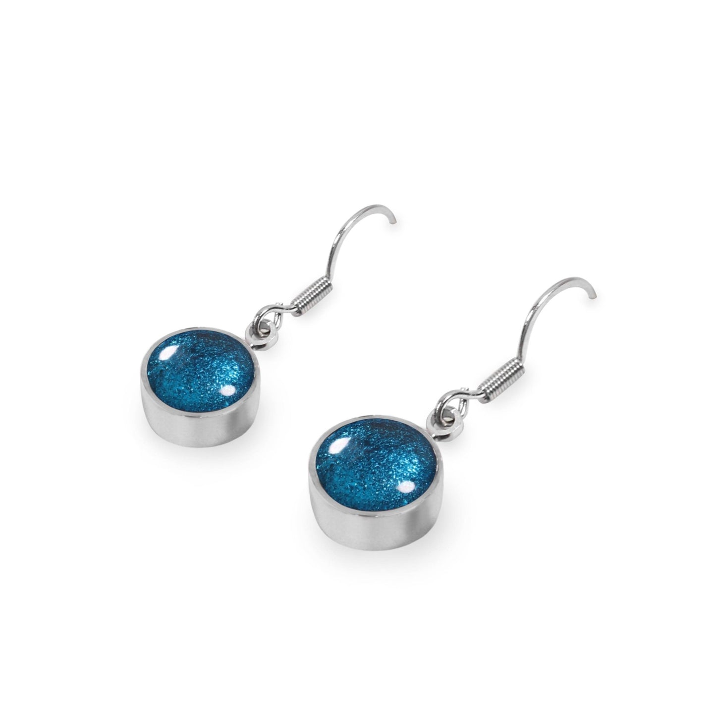 Turquoise Aluminium Circles Shiny Fish Hook Earrings | The Jewellery Stop