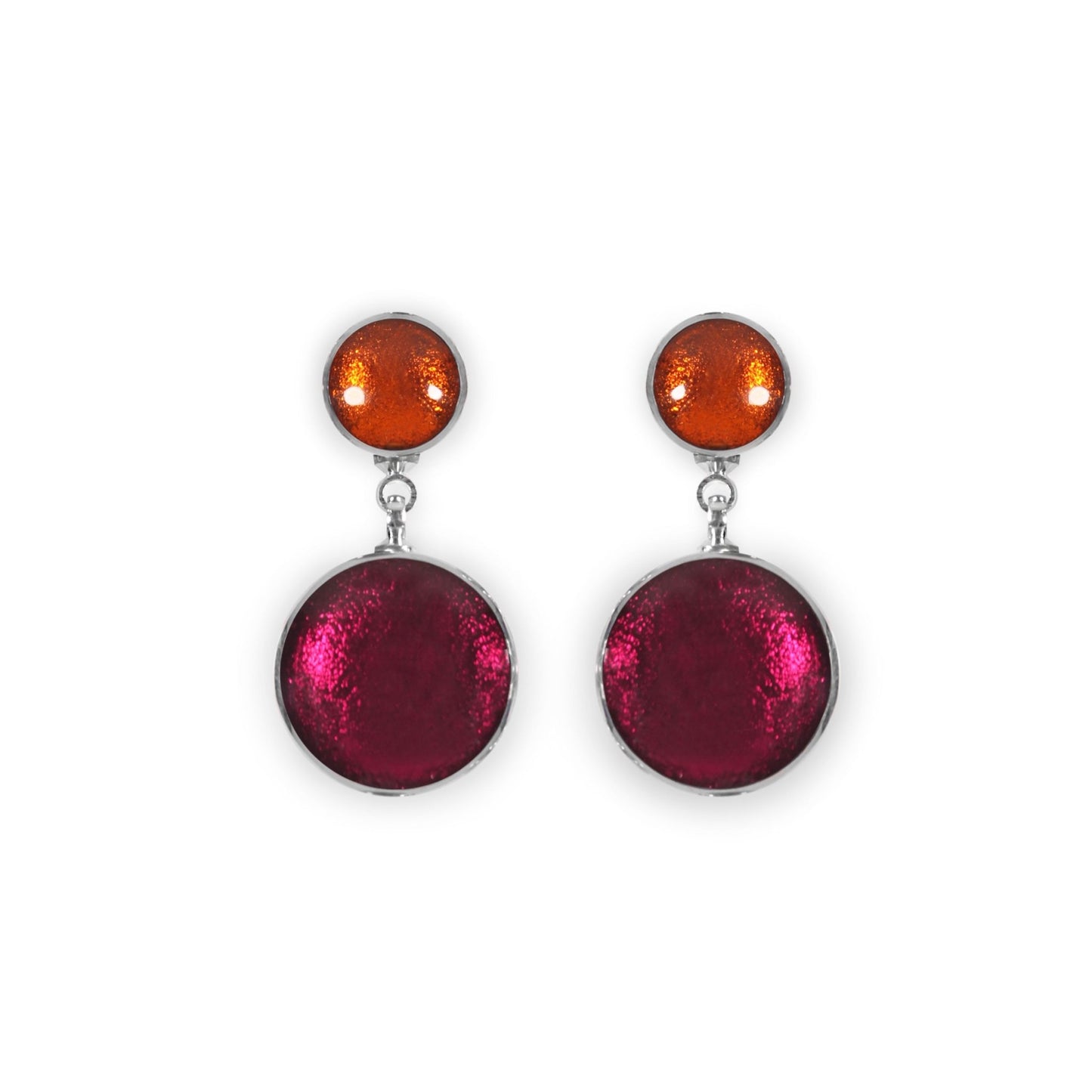 St Tropez Aluminium Circles Shiny Double Drop Stud Earrings | The Jewellery Stop