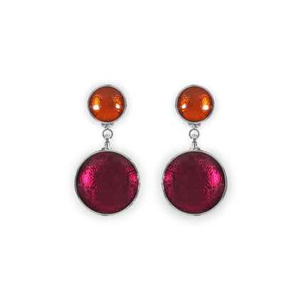 St Tropez Aluminium Circles Shiny Double Drop Stud Earrings | The Jewellery Stop
