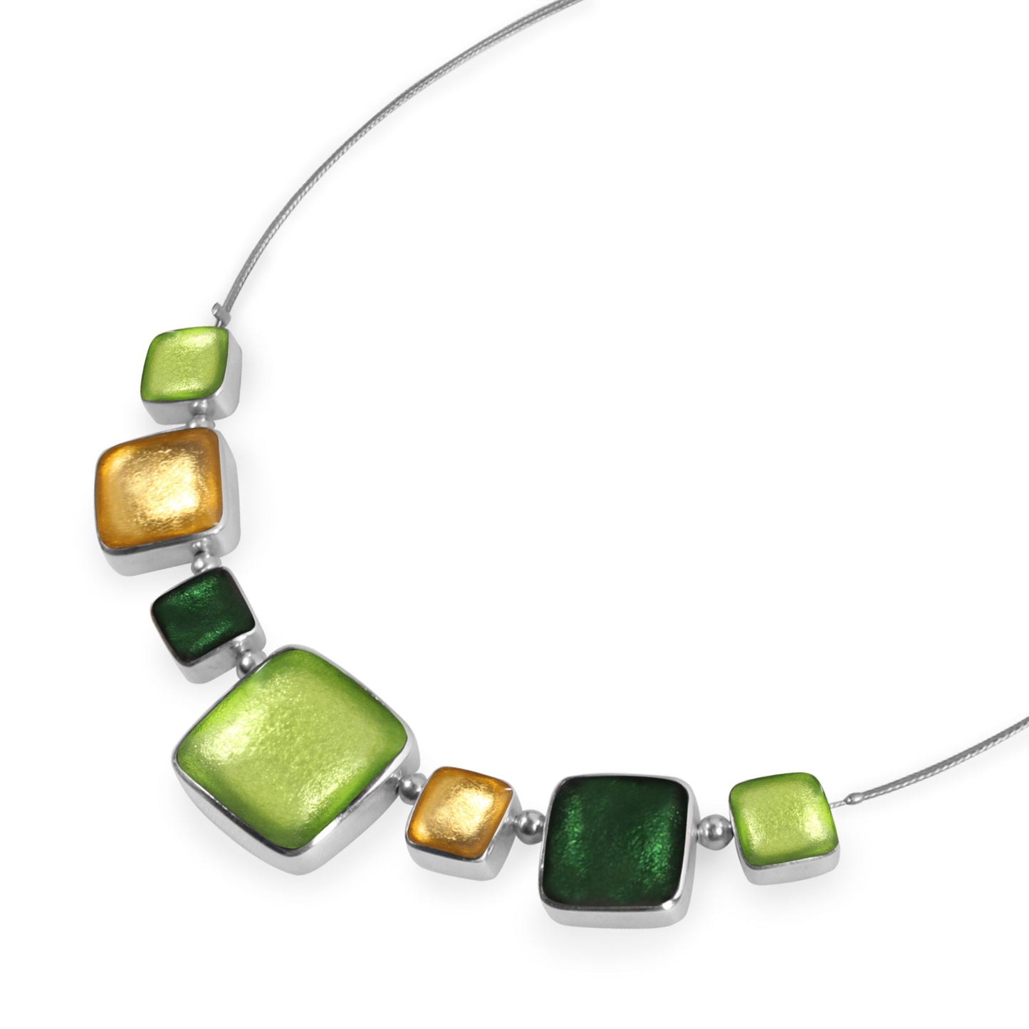 Kiwi Aluminium Squares Shiny Classic Necklace