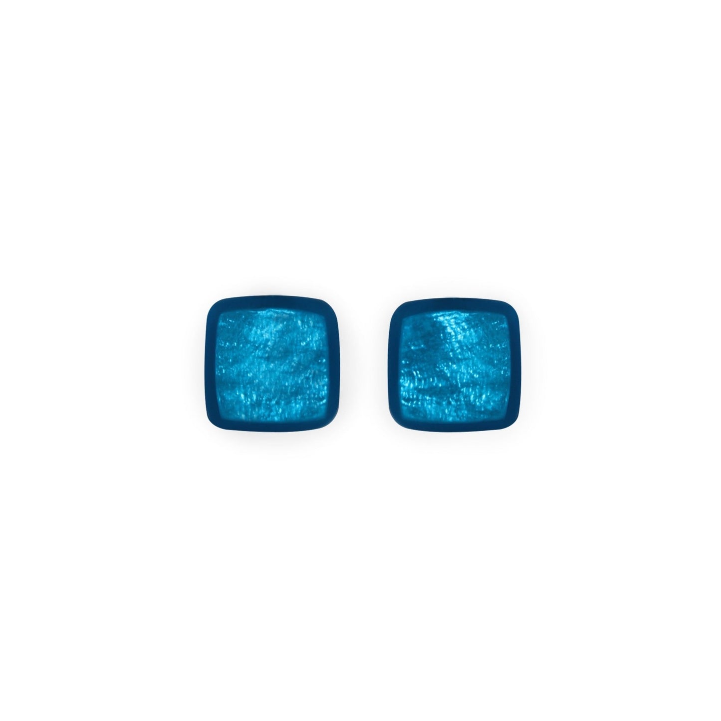 Turquoise Tiles Shiny Small Stud Earrings | The Jewellery Stop
