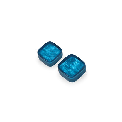 Turquoise Tiles Shiny Small Stud Earrings | The Jewellery Stop