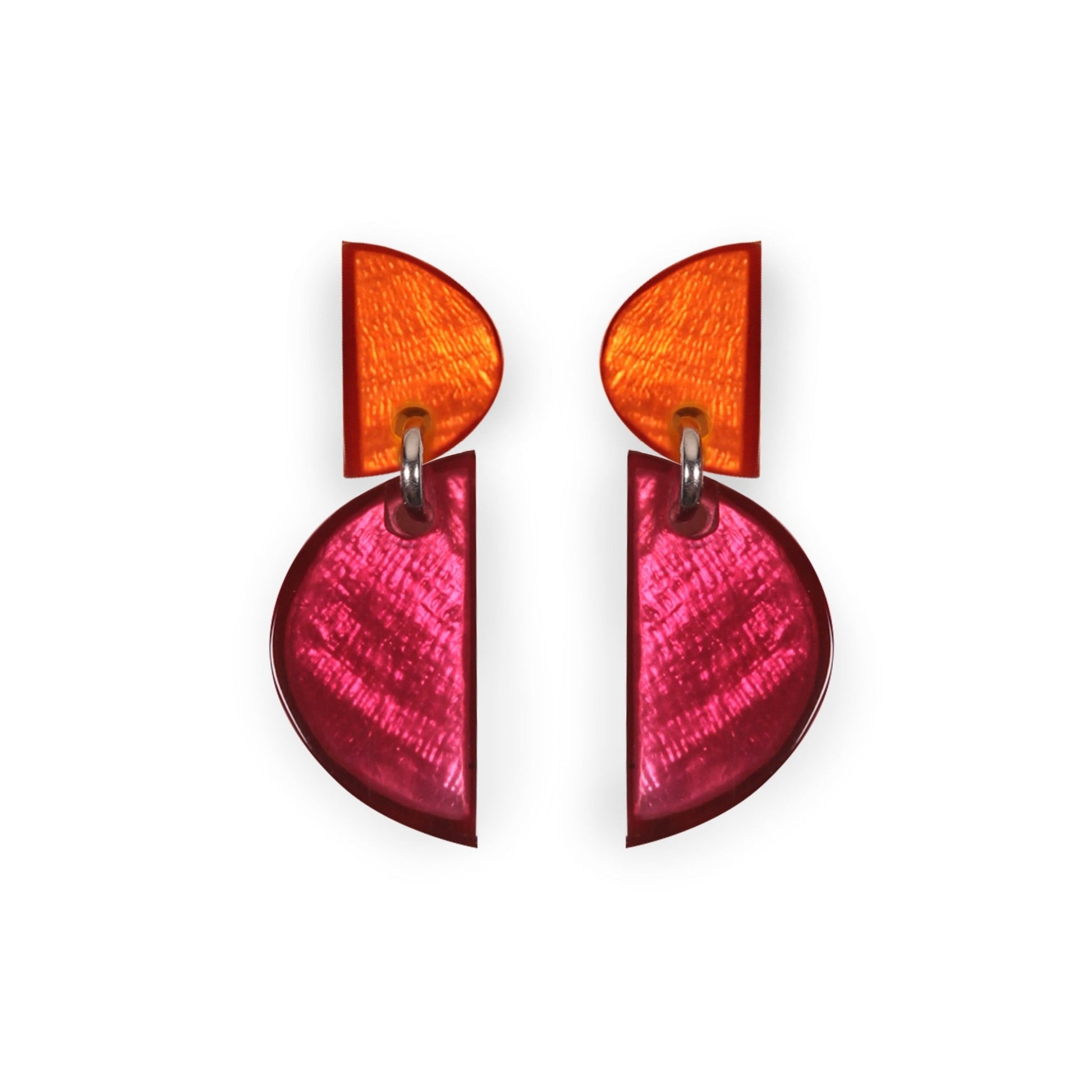 St Tropez Semi Circles Shiny Double Drop Stud Earrings | The Jewellery Stop