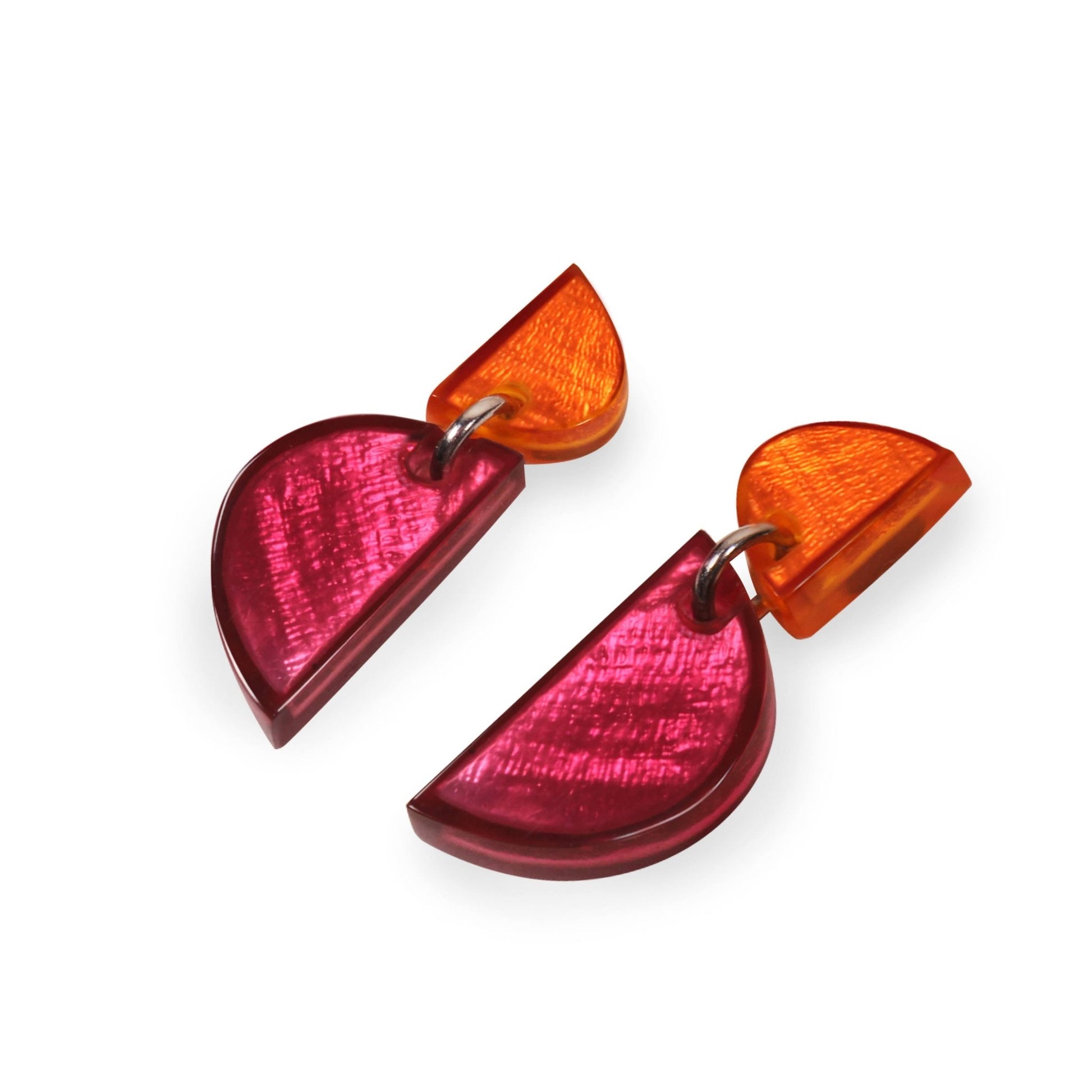 St Tropez Semi Circles Shiny Double Drop Stud Earrings | The Jewellery Stop