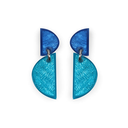 Turquoise Semi Circles Shiny Double Drop Stud Earrings | The Jewellery Stop