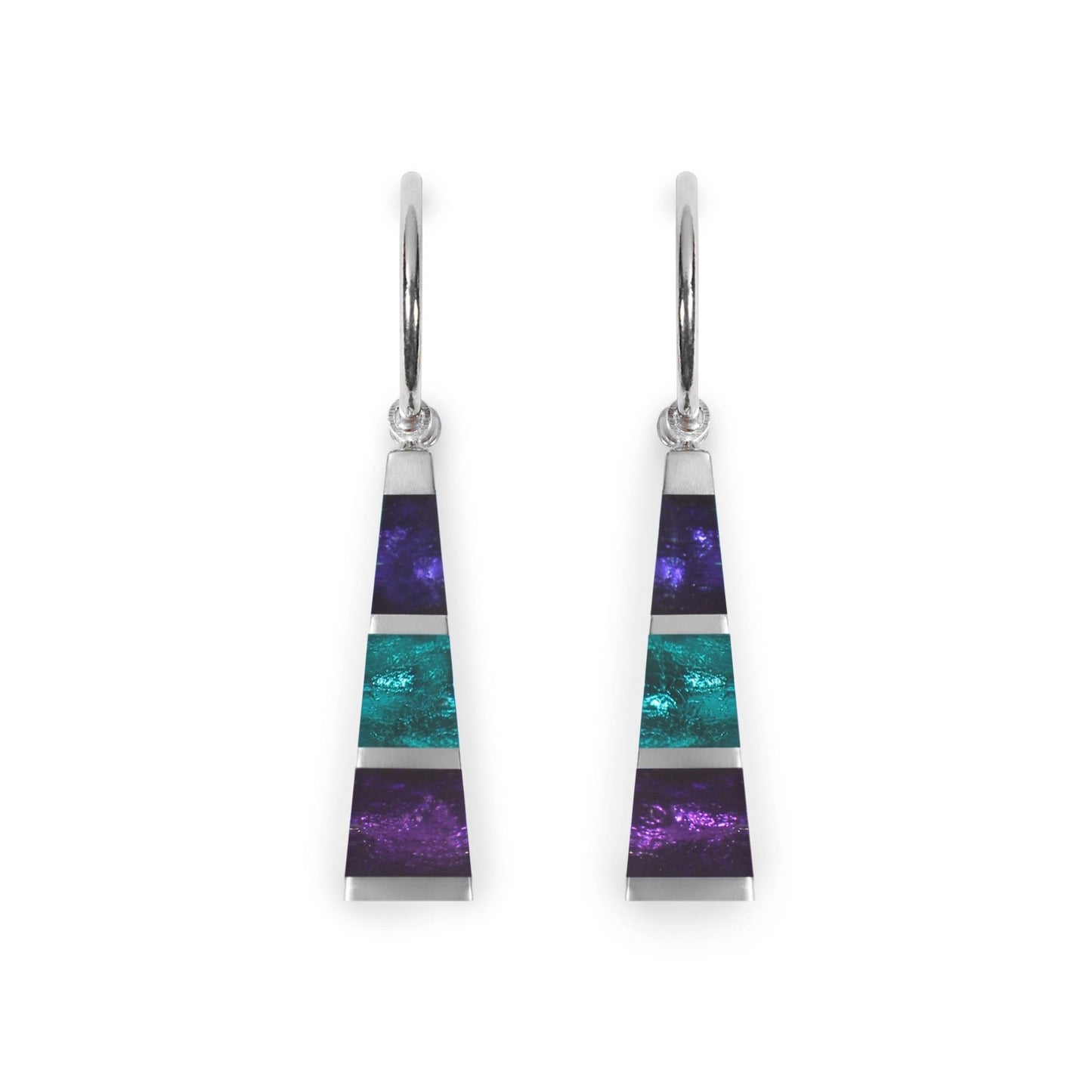 Peacock Pewter Triangle Shiny Creole Earrings | The Jewellery Stop