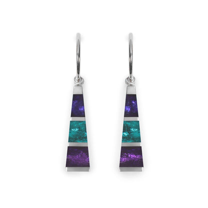 Peacock Pewter Triangle Shiny Creole Earrings | The Jewellery Stop