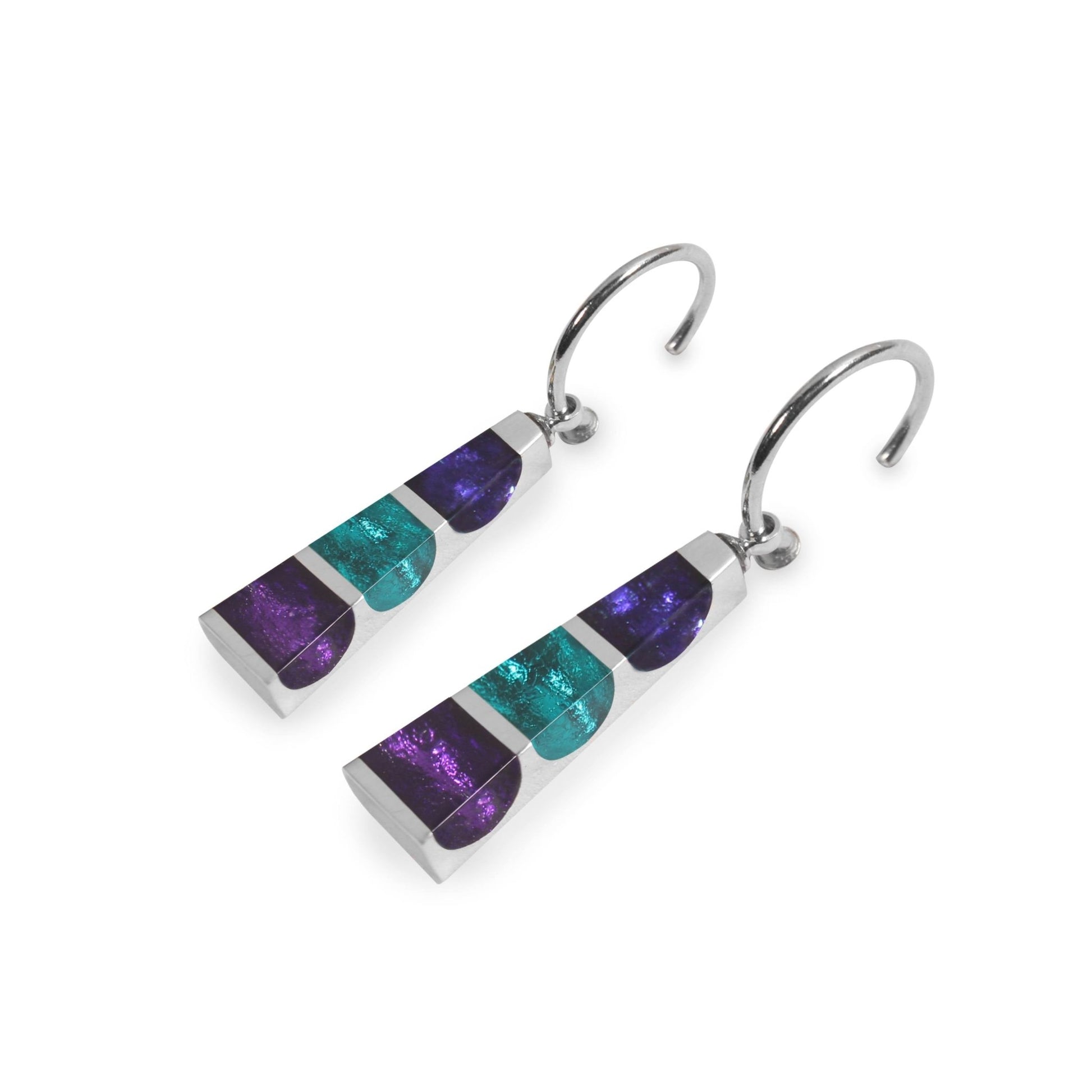 Peacock Pewter Triangle Shiny Creole Earrings | The Jewellery Stop