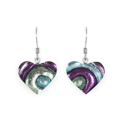 Bluebell Heart Swirl Shiny Asymmetrical Fish Hook Earrings | The Jewellery Stop