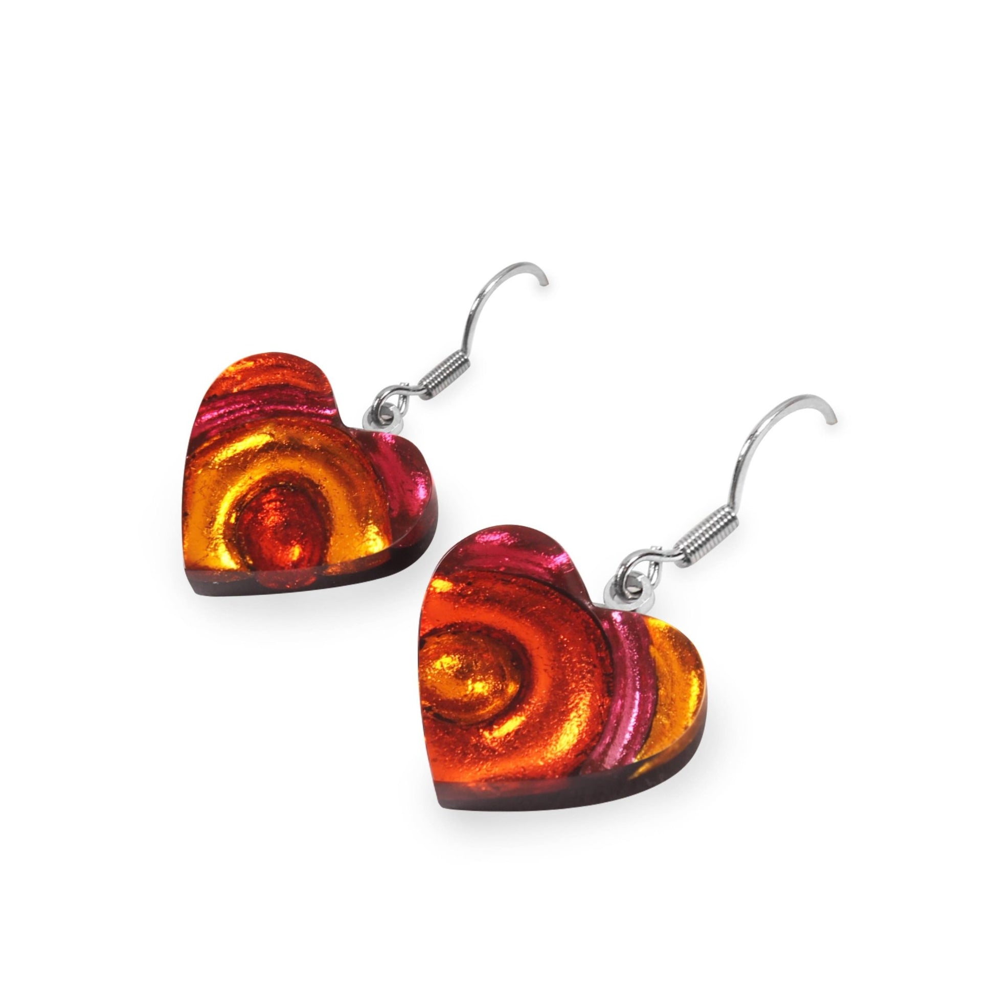 St Tropez Heart Swirl Shiny Asymmetrical Fish Hook Earrings | The Jewellery Stop