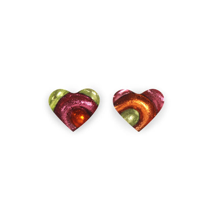 Sherbet Heart Swirl Shiny Asymmetrical Stud Earrings | The Jewellery Stop