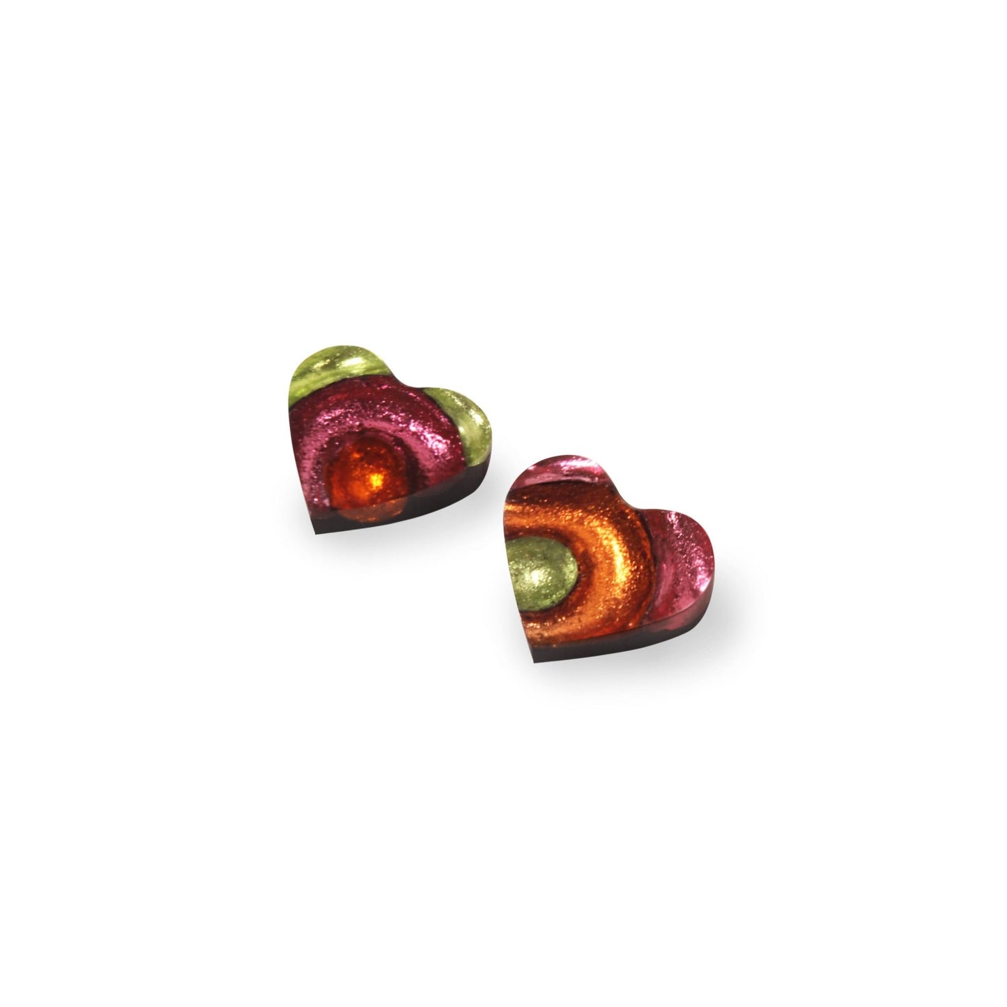 Sherbet Heart Swirl Shiny Asymmetrical Stud Earrings | The Jewellery Stop