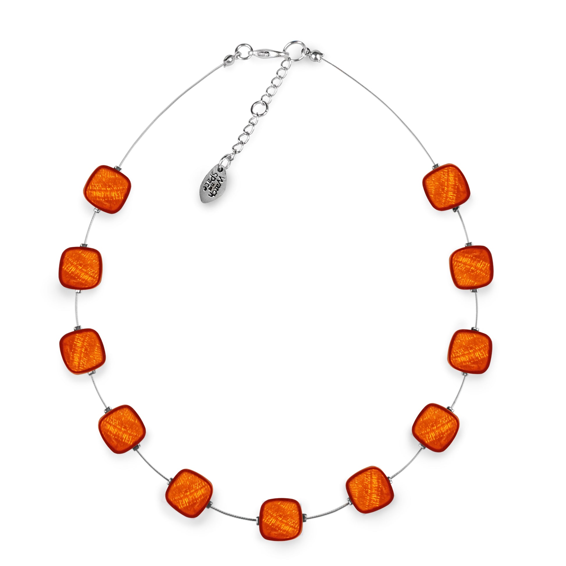 Orange Shell Cubes Shiny Necklace