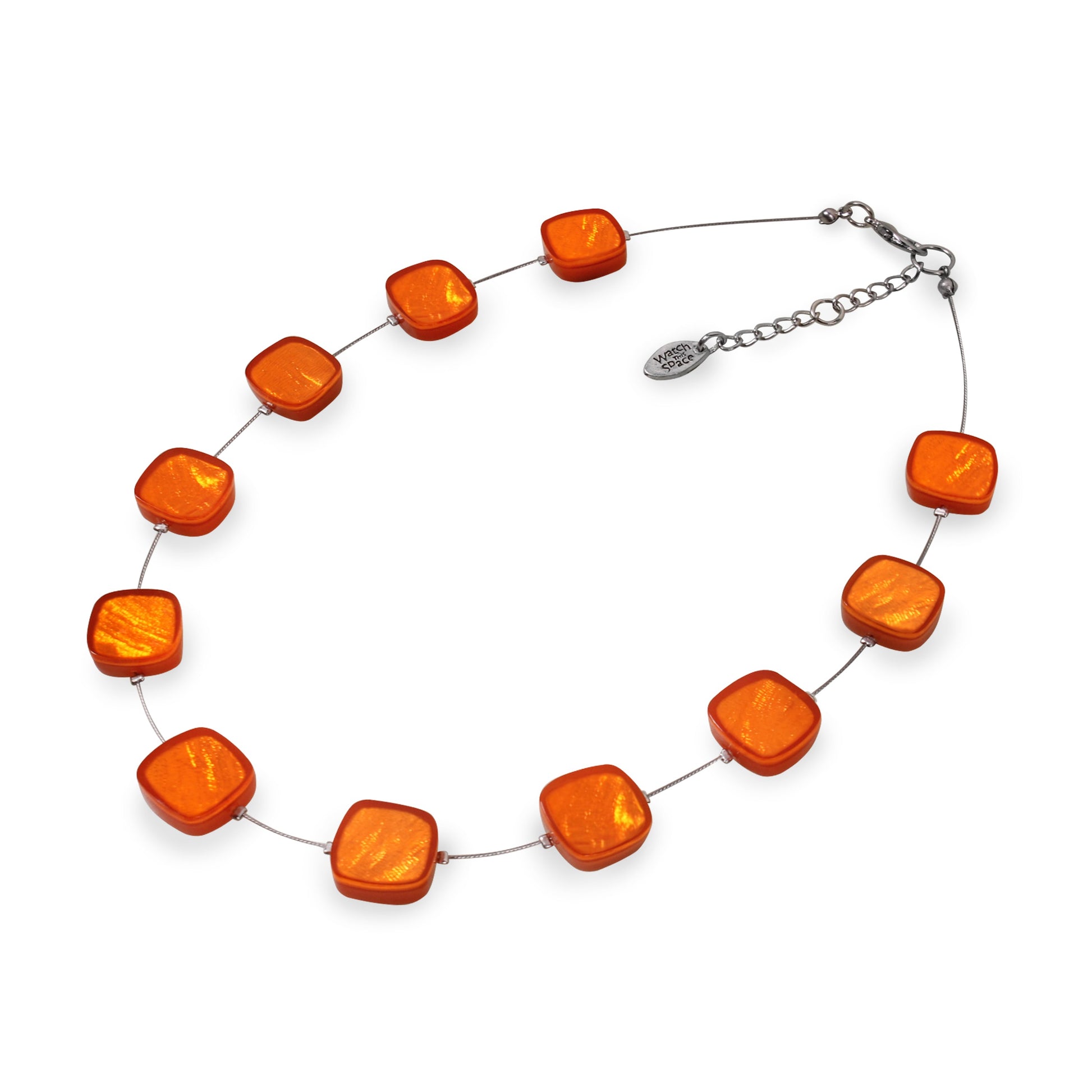 Orange Shell Cubes Shiny Necklace