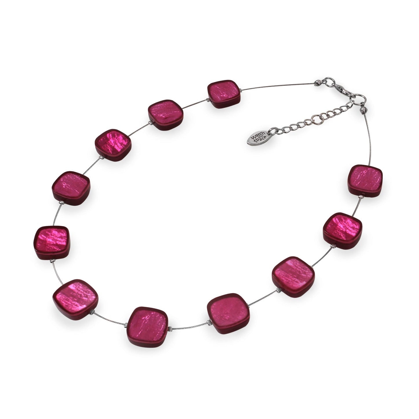 Pink Shell Cubes Shiny Necklace