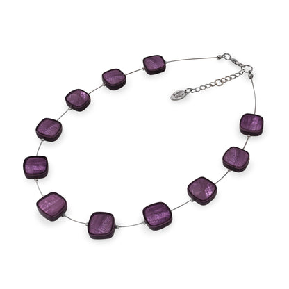 Purple Shell Cubes Shiny Necklace | The Jewellery Stop
