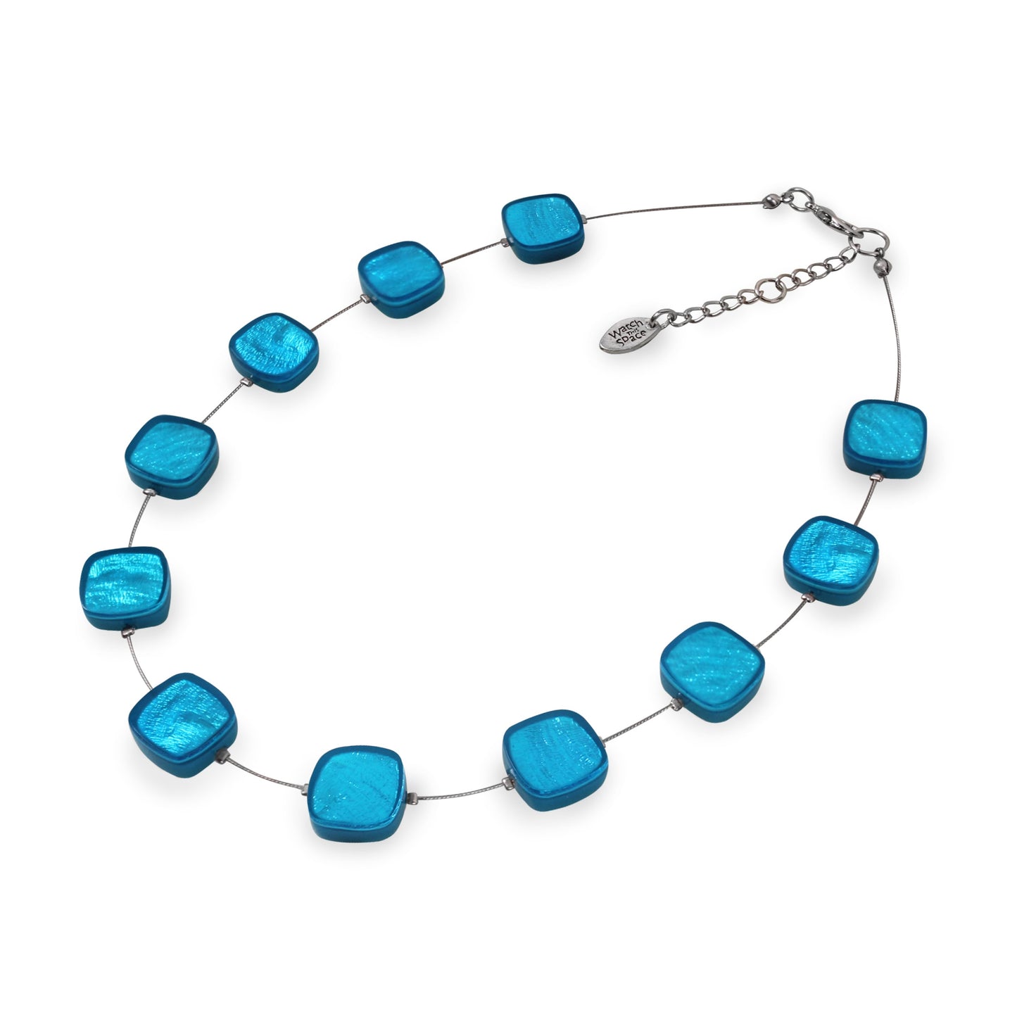 Turquoise Shell Cubes Shiny Necklace