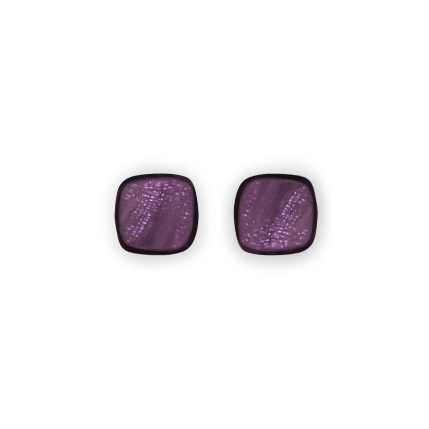 Purple Shell Cubes Shiny Stud Earrings | The Jewellery Stop