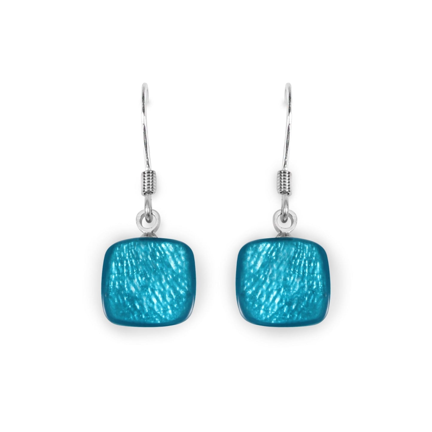 Turquoise Shell Cubes Shiny Fish Hook Earrings | The Jewellery Stop