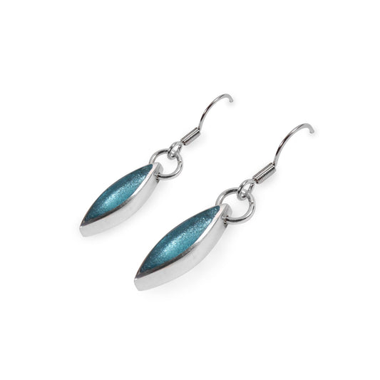 Aqua Pewter Petals Fish Hook Earrings | The Jewellery Stop