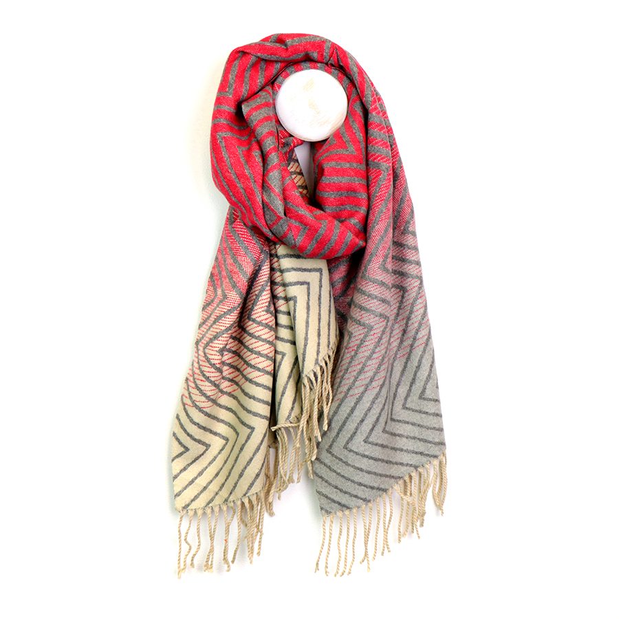 Pink and Grey Chevron Ombre Scarf